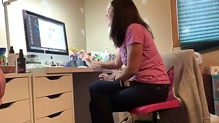 Frustrated Whore Playing With Her Cooch Watching Porno